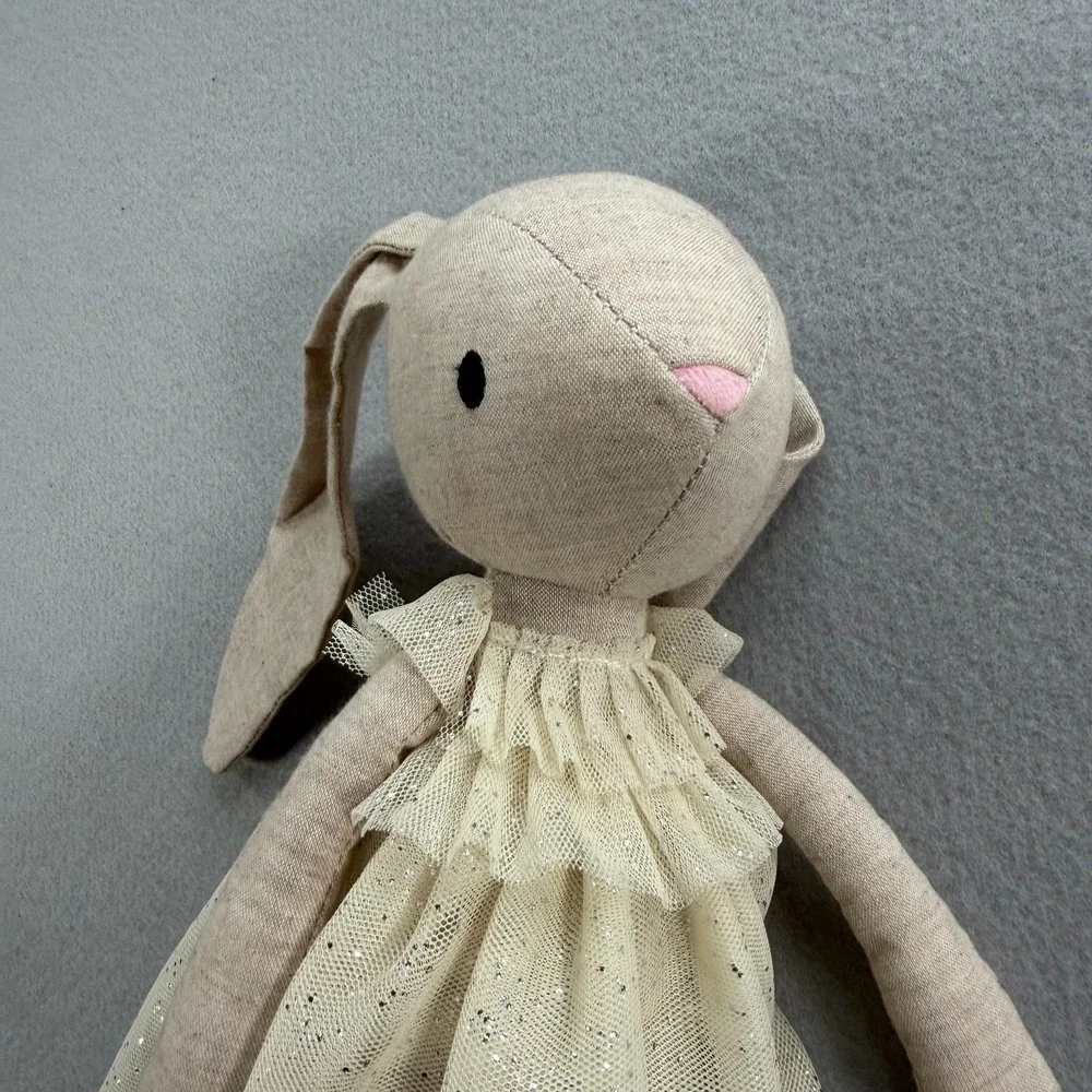 New With Tags Retired 2023 Jolie Jellycat Cotton/Linen Sparkly Dress Beige Bunny